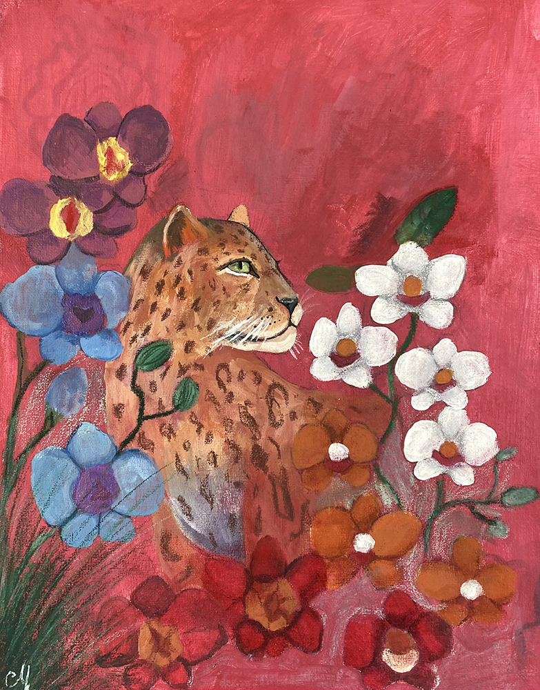 Marissa Rodriguez age 14 Cheetah and Flowers Acrylic